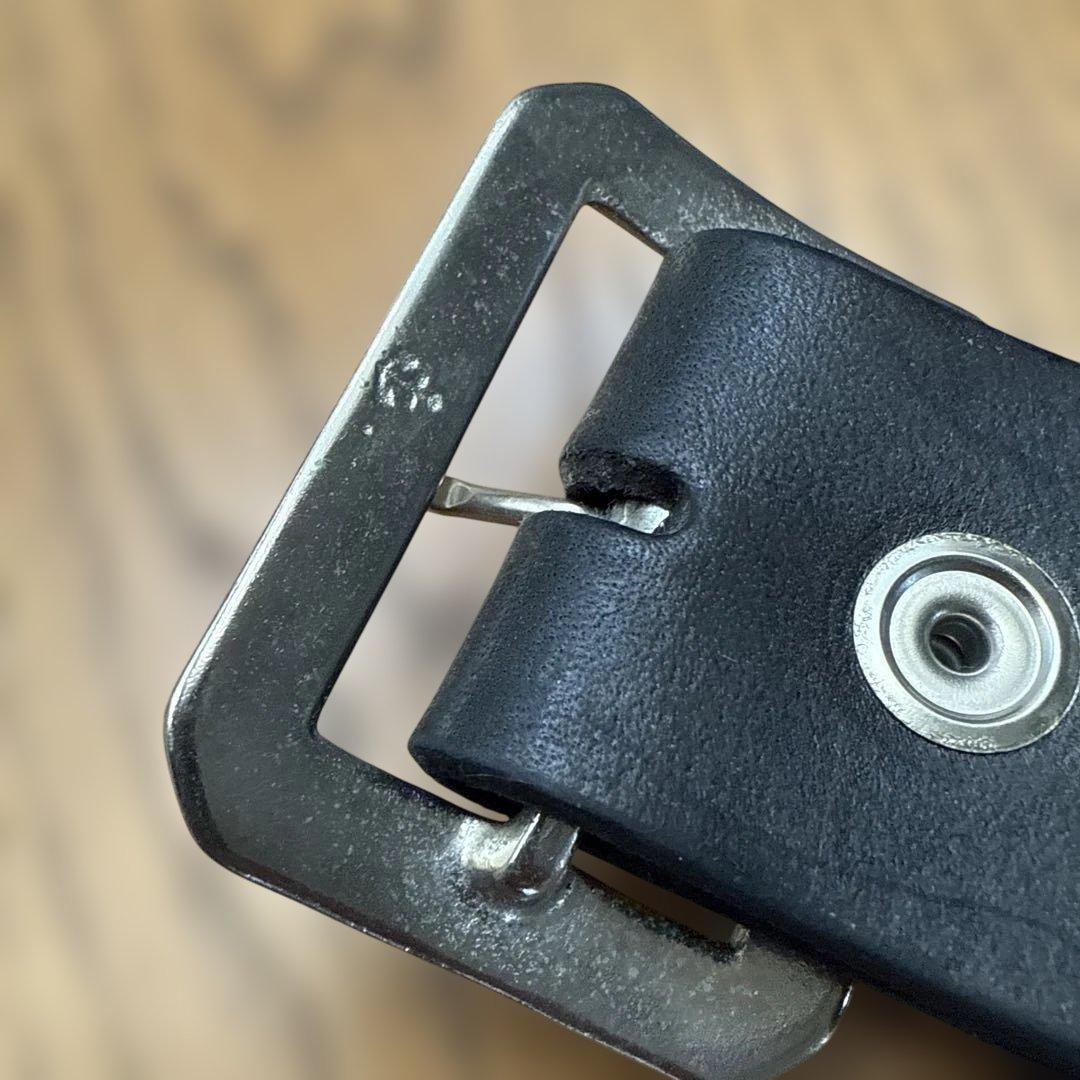 IDAHO LEATHER バスケットスタンプ　レザーベルト　八角バックル　碇印