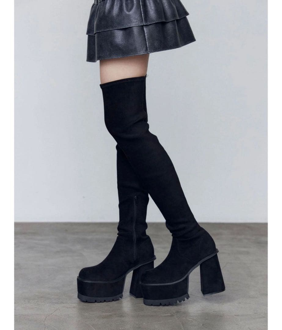 EMODA ニーハイブーツ スクエアフィットロングブーツ S