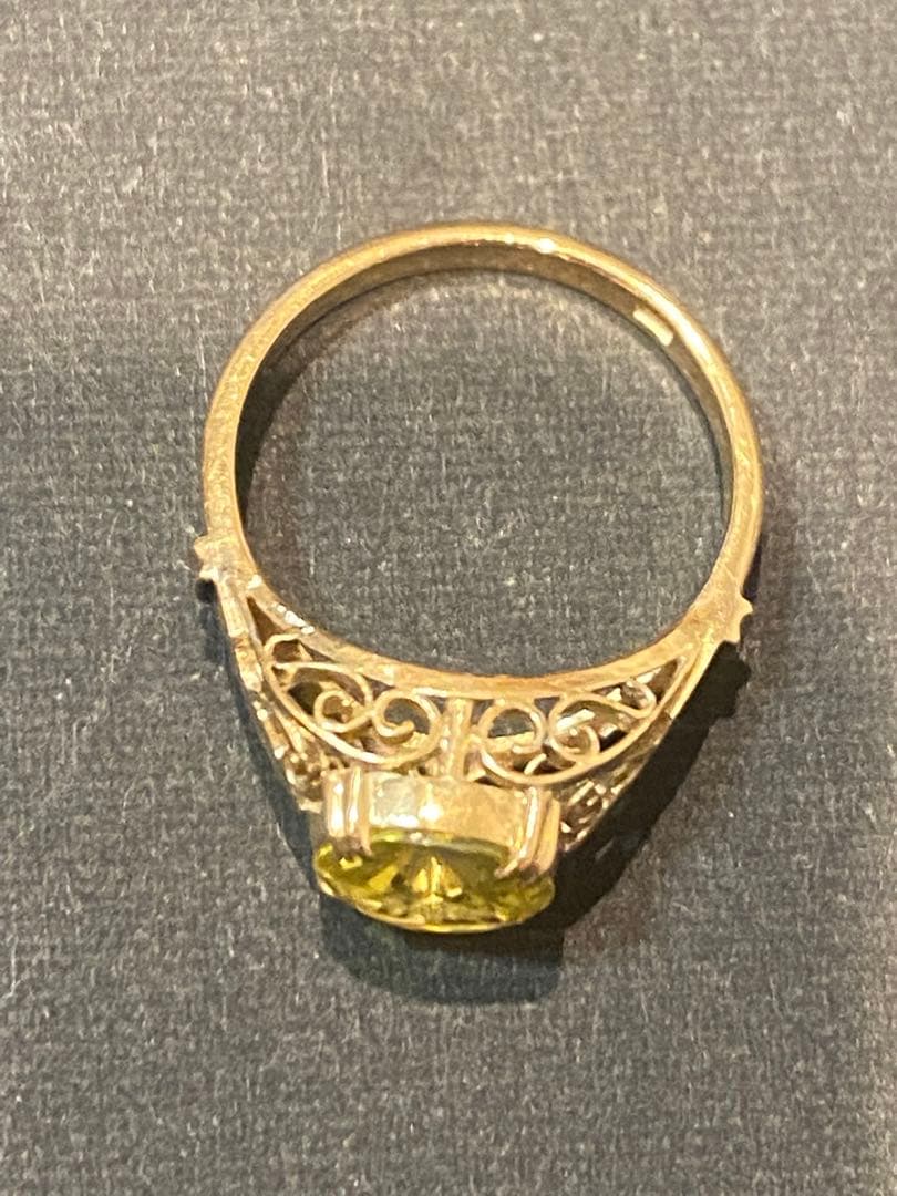 ひろ　昭和ジュエリー　18金　合成ベリルリング　イエロー　9号