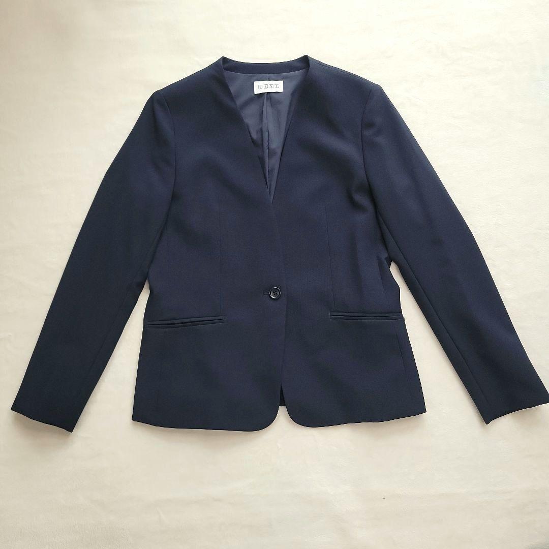 PLST プレミアムオックスカラーレスジャケット&パンツ スーツ ネイビー S
