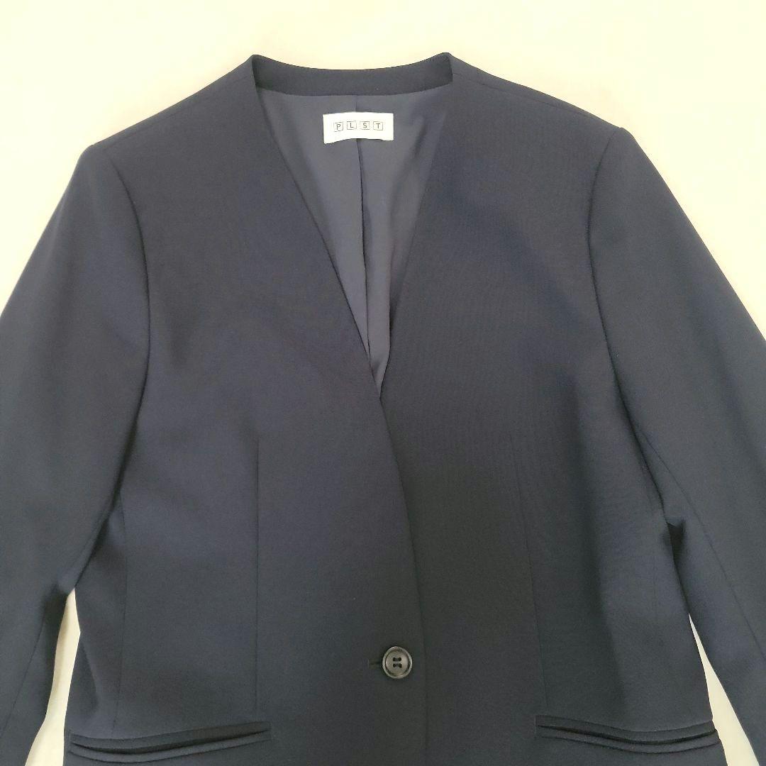 PLST プレミアムオックスカラーレスジャケット&パンツ スーツ ネイビー S