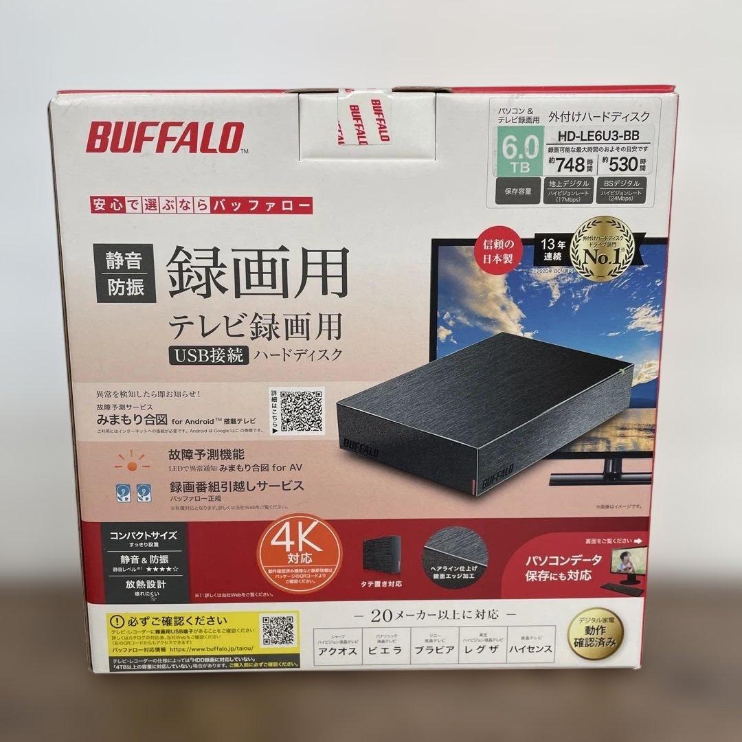 261138バッファローUSB3.2外付けHDD 6TB HD-LE6U3-BB