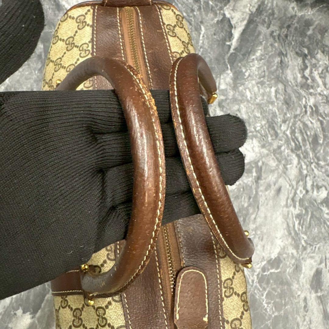 ✨美品✨GUCCI GG ボストンバッグ ハンド ブラウン ロゴ レザー 金具