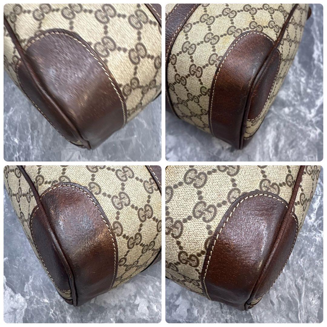 ✨美品✨GUCCI GG ボストンバッグ ハンド ブラウン ロゴ レザー 金具