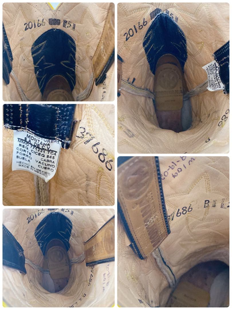 希少✨MONTANA モンタナ ウエスタンブーツ 星柄 スター 黒×黄 メキシコ