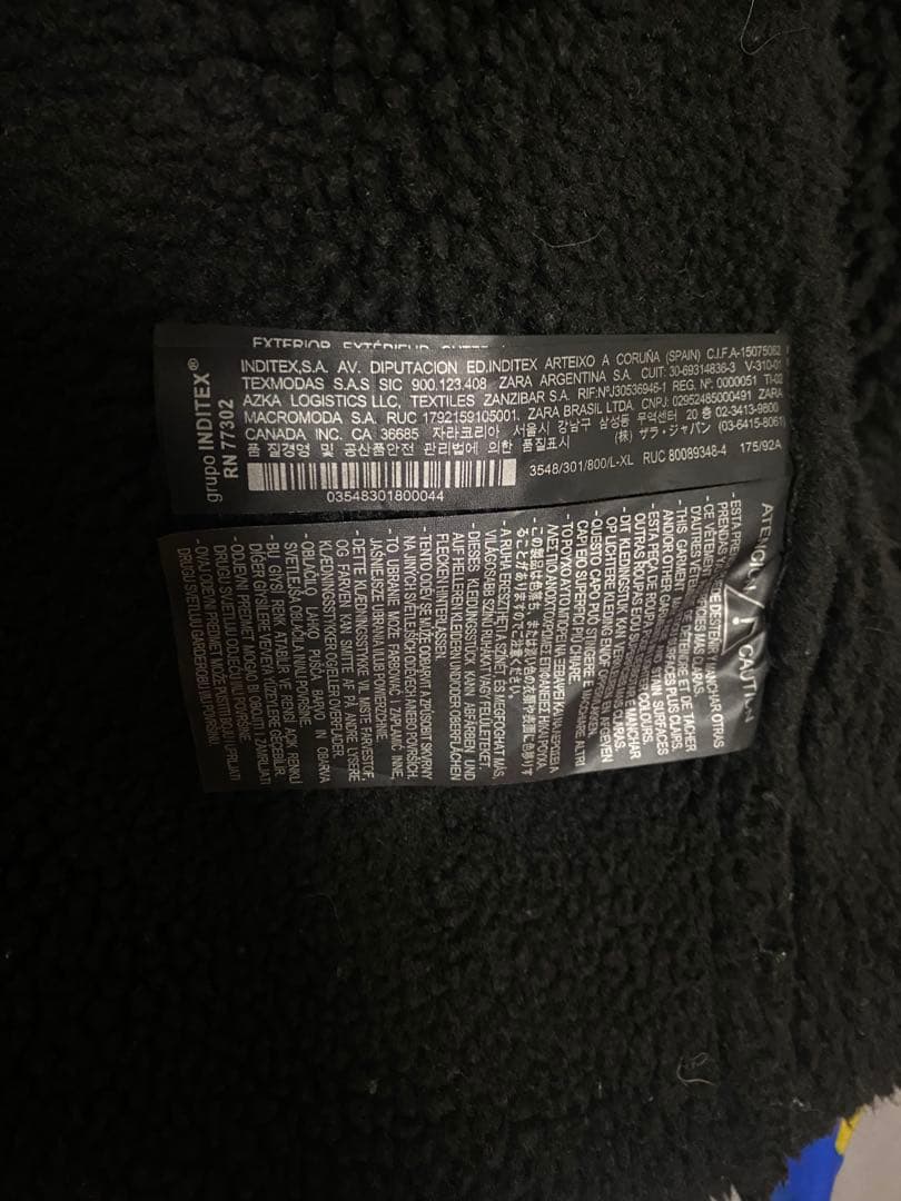 ZARA　フェスイクムートン ボア フーデット ボンバージャケット 黒 L〜XL