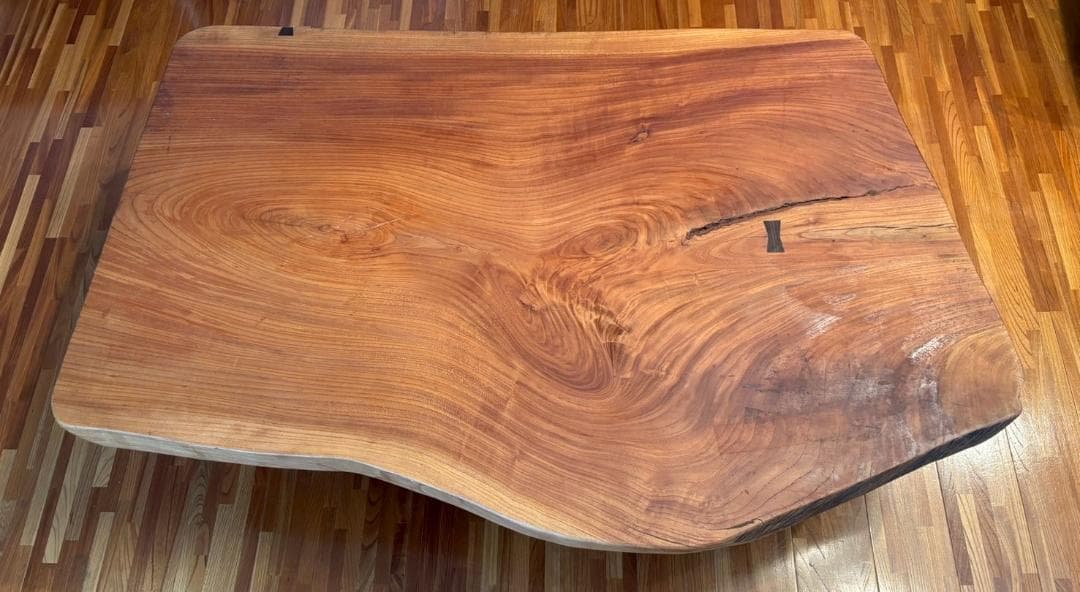 一枚板　無垢材　座卓　ローテーブル　契　チギリ　38ｋｇ　台付き
