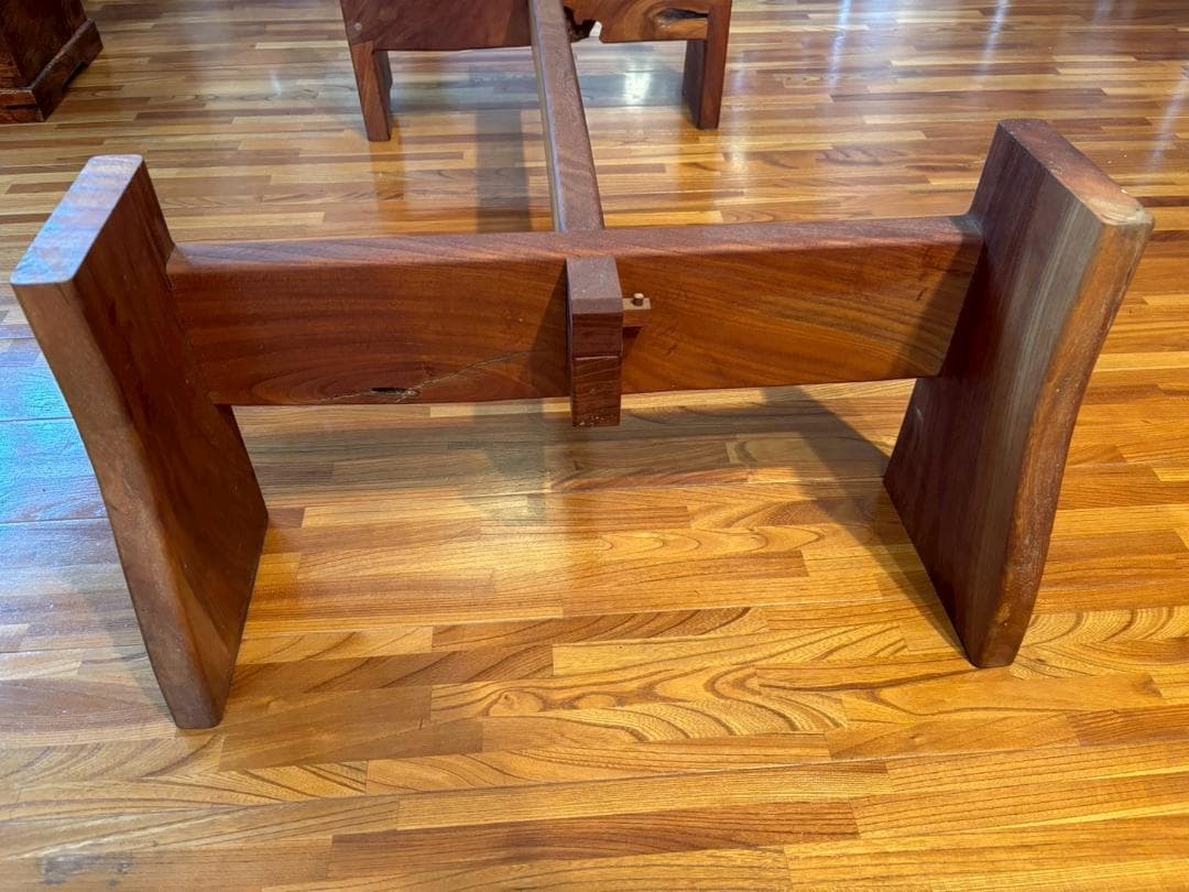 一枚板　無垢材　座卓　ローテーブル　契　チギリ　38ｋｇ　台付き