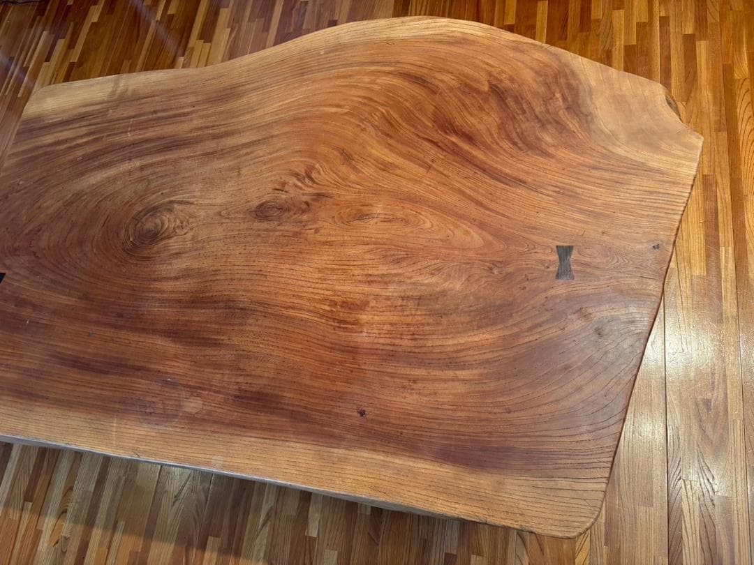 一枚板　無垢材　座卓　ローテーブル　契　チギリ　38ｋｇ　台付き