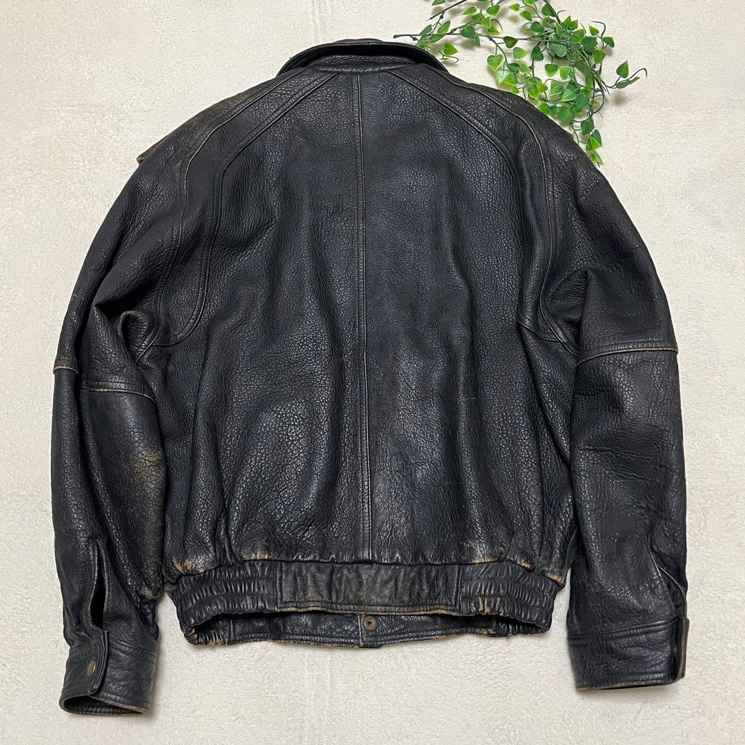 ビンテージ　茶芯　a-2フライトジャケット　レザー　シボ革　短丈　エポレット