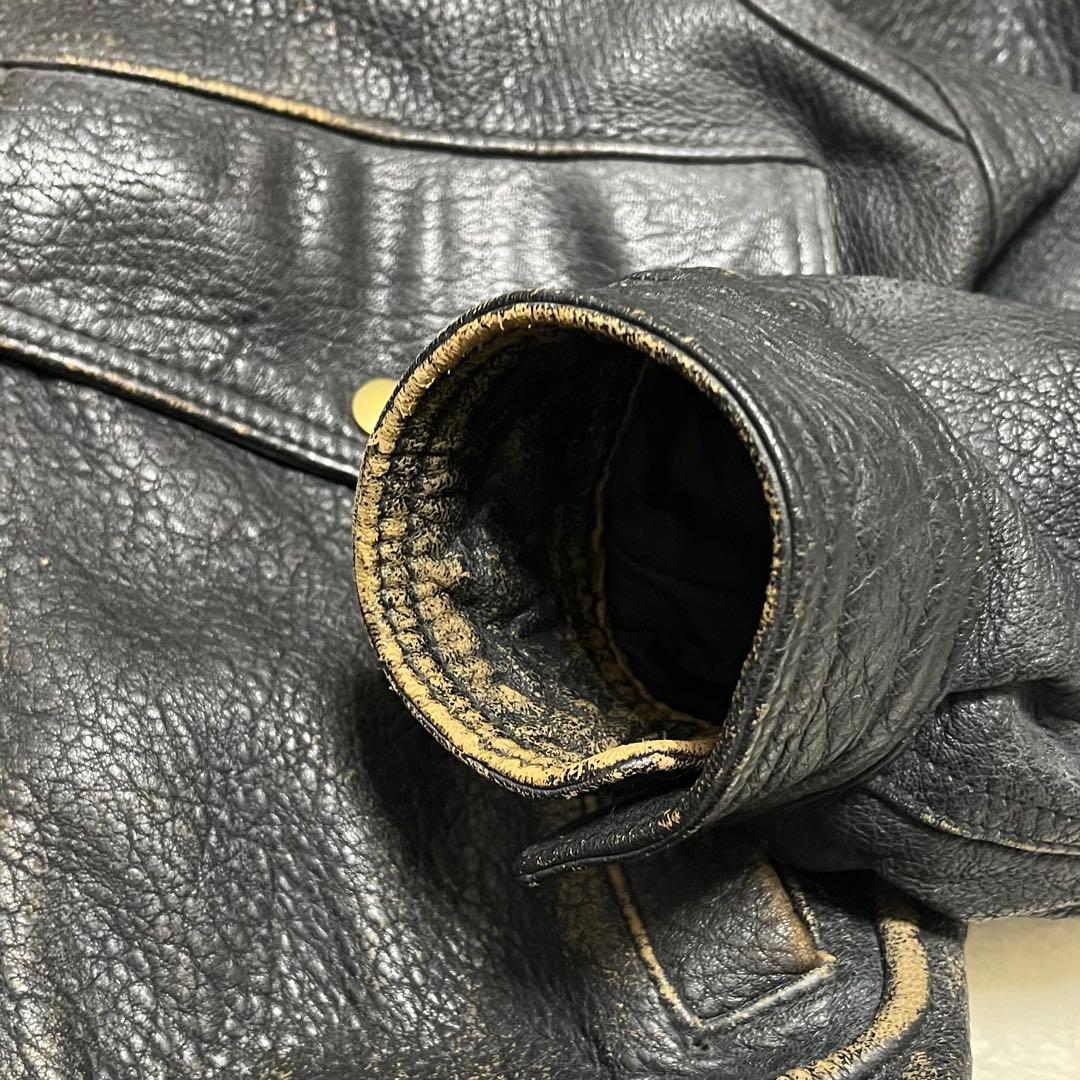 ビンテージ　茶芯　a-2フライトジャケット　レザー　シボ革　短丈　エポレット