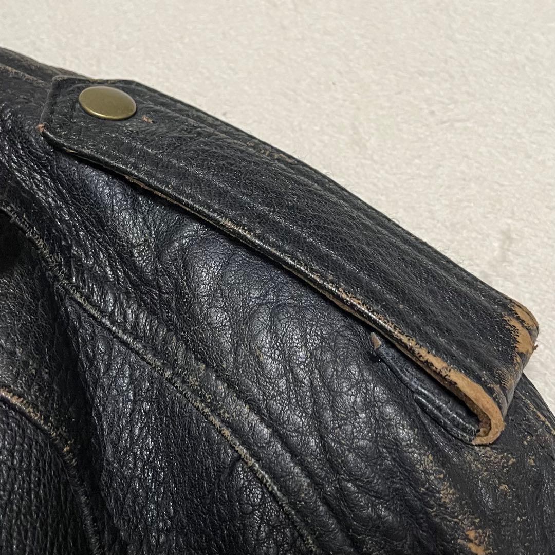 ビンテージ　茶芯　a-2フライトジャケット　レザー　シボ革　短丈　エポレット