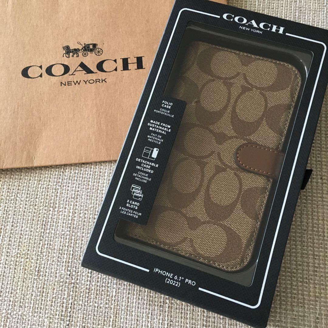 新品　COACH コーチ レザー iPhone 14Pro ケース　手帳