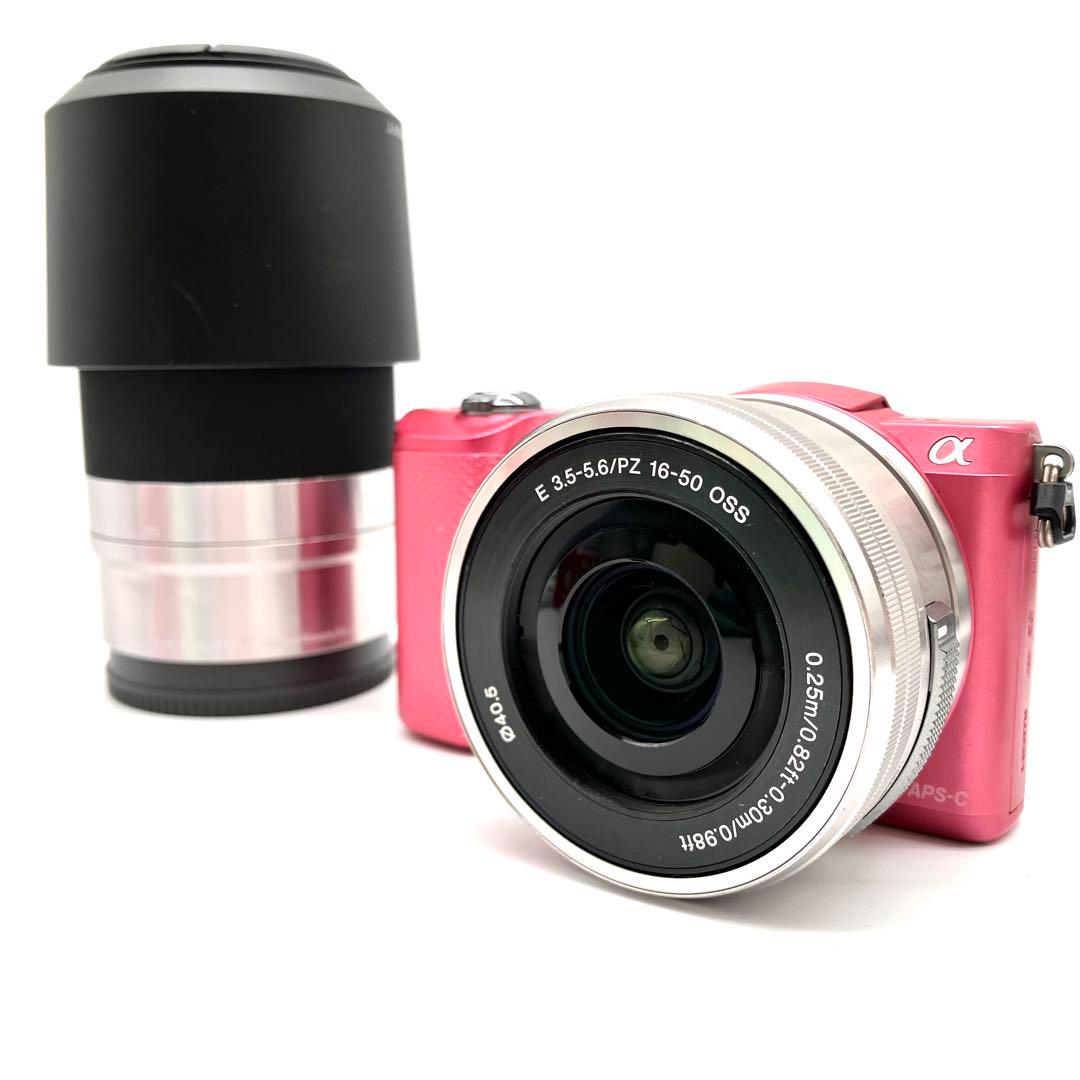 SONY a5000 ILCE-5000 望遠ダブルレンズセット　ピンク