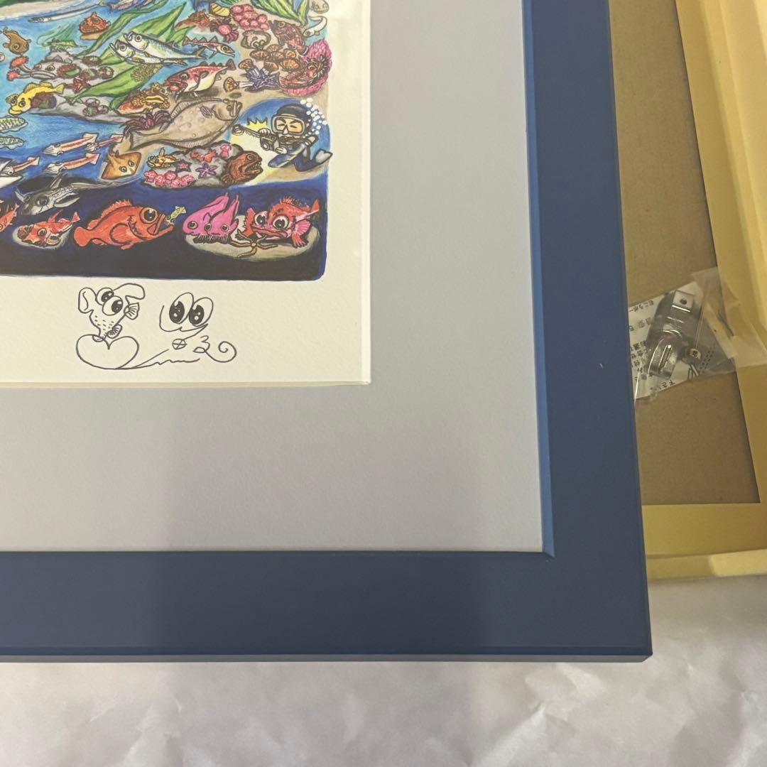 く*マ様 さかなクン　さかなクン気球にのって　デジタル版画 直筆サイン入り 20