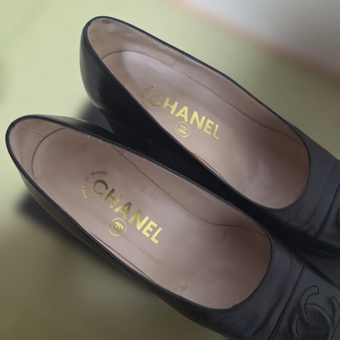 シャネル パンプス レザー ココマーク サイズ37.0 ブラック 24.0cm