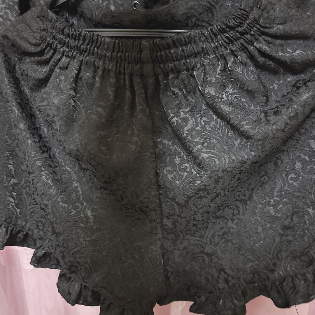 NOEMIE ローズ刺繍レースアップセットアップ ブラック 地雷 ゴシック