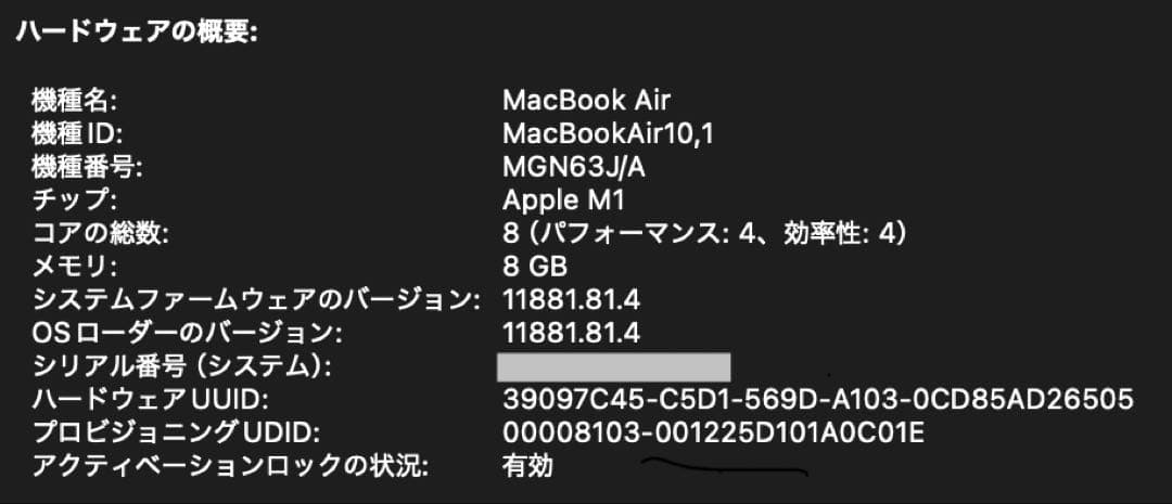 MacBook Air M1 13インチ 8GB 256GB スペースグレイ