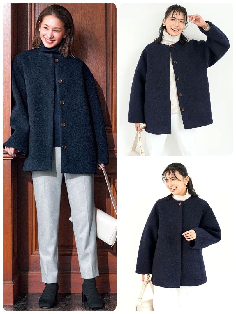 新品【UNFILO】ボンディングフォルムコート 濃紺 23区/iCB