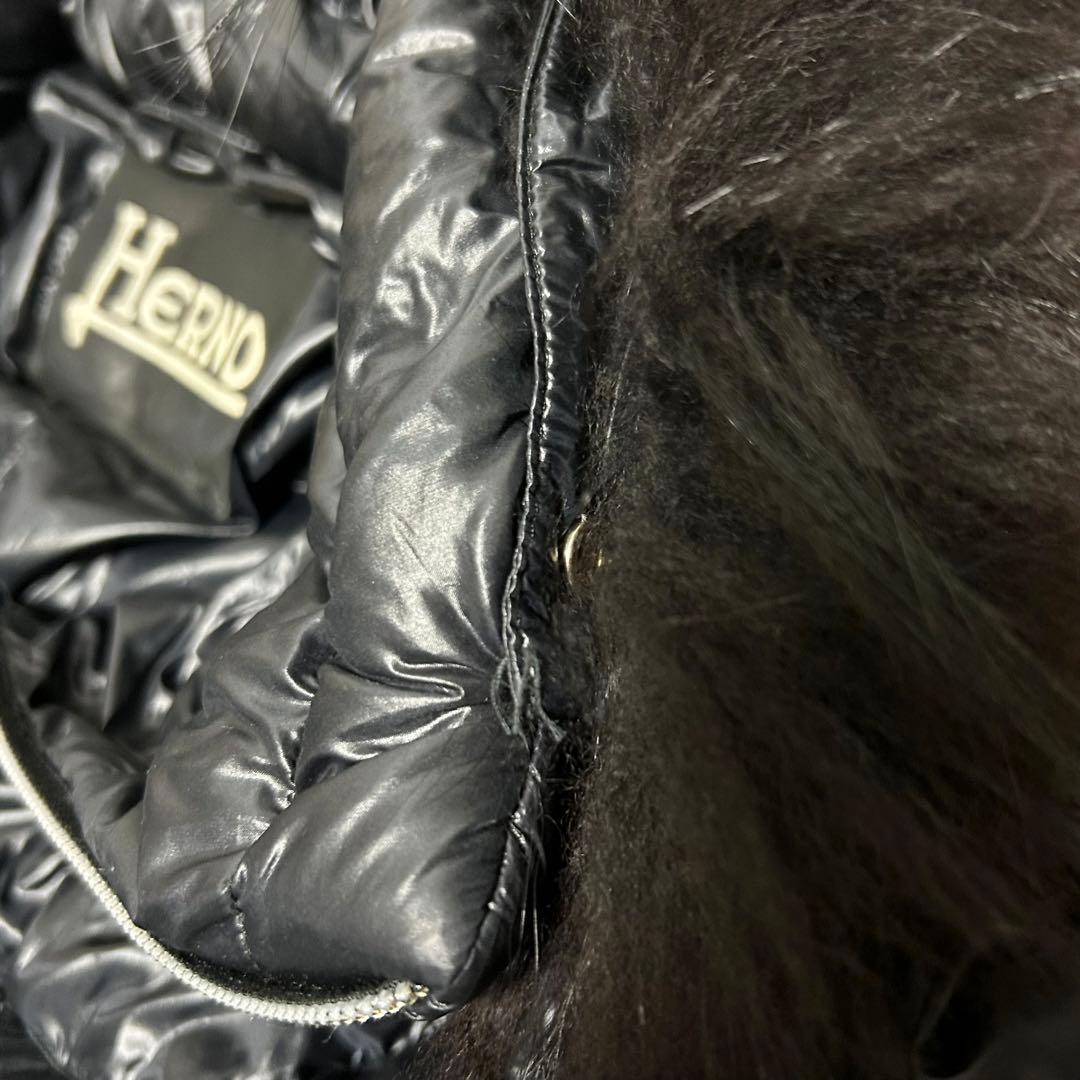 美品　HERNO ヘルノ　ダウンジャケット　ベルト　ファー付き　42 ネイビー