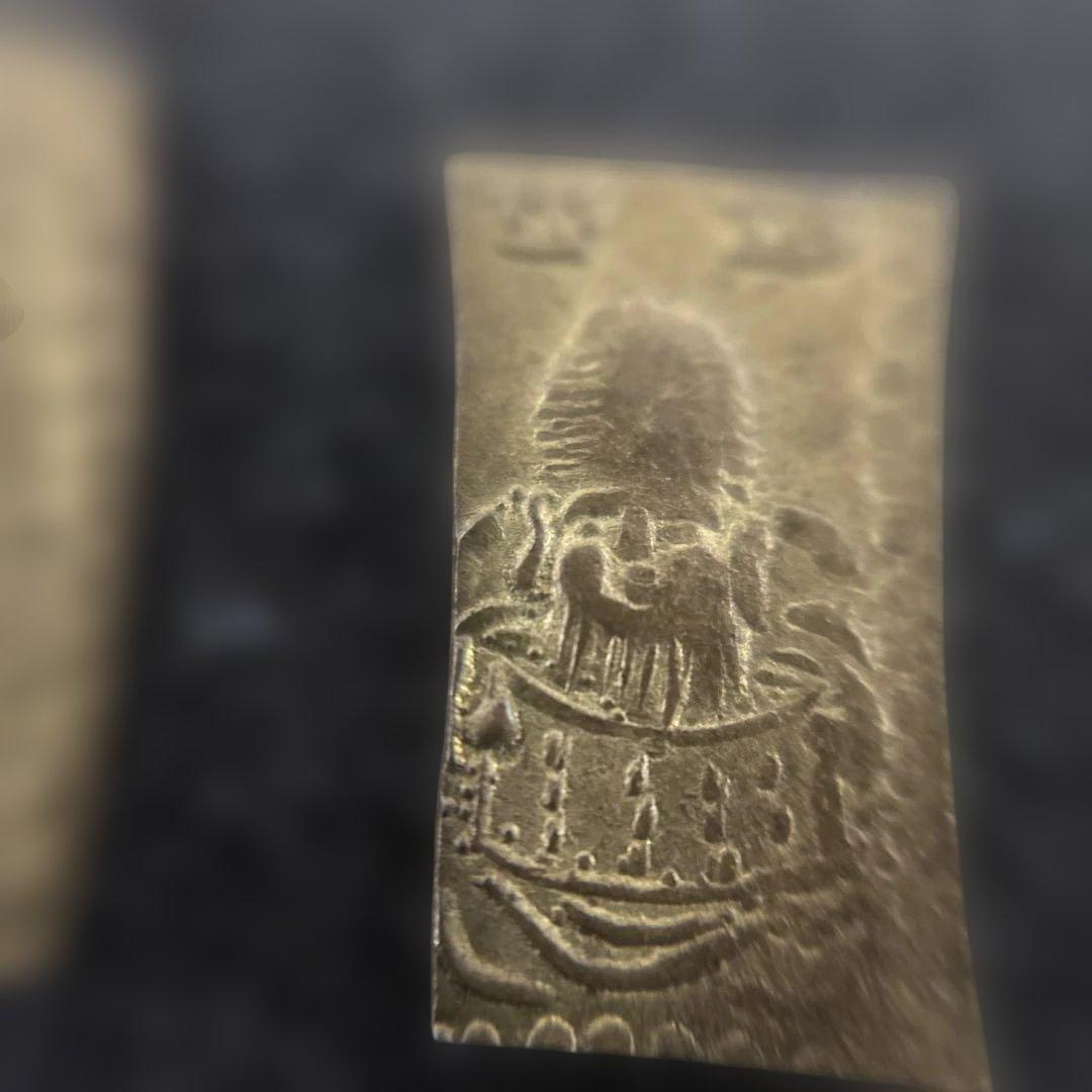 天保二朱金　本物と　二朱絵銭5枚七福神　出世　御守り　開運