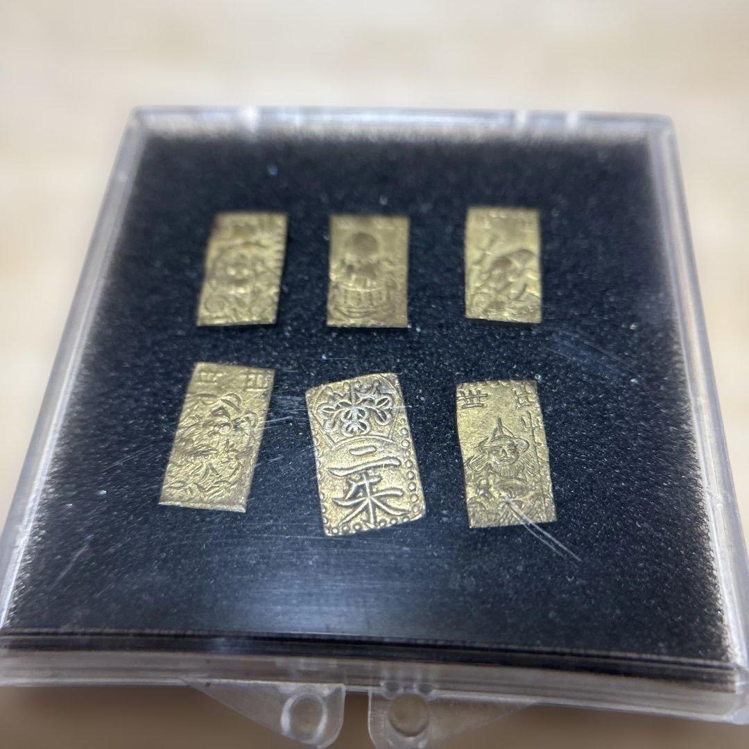 天保二朱金　本物と　二朱絵銭5枚七福神　出世　御守り　開運