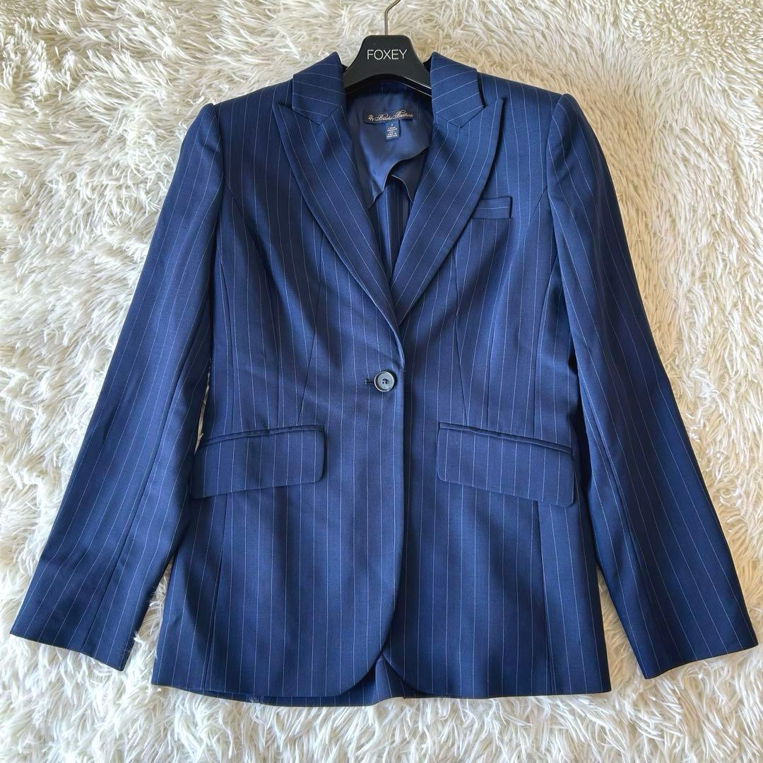 最高級　BrooksBrothers×REDA ストライプ　パンツスーツ M 紺