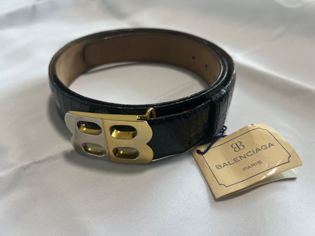 BALENCIAGA ブラック　クロコダイル本革ベルト