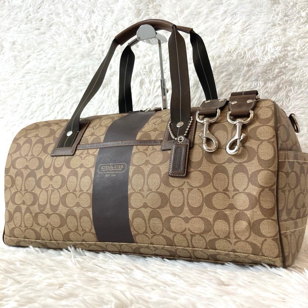 ✨極美品✨コーチ ボストンバッグ シグネチャー 2way レザー　PVC 大容量