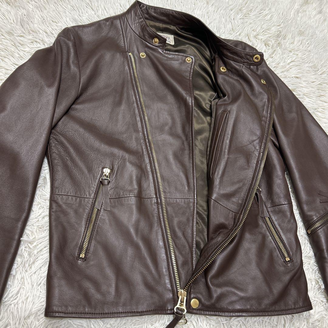 The DUFFER 本革　羊革　シングルライダースジャケット　Lサイズブラウン
