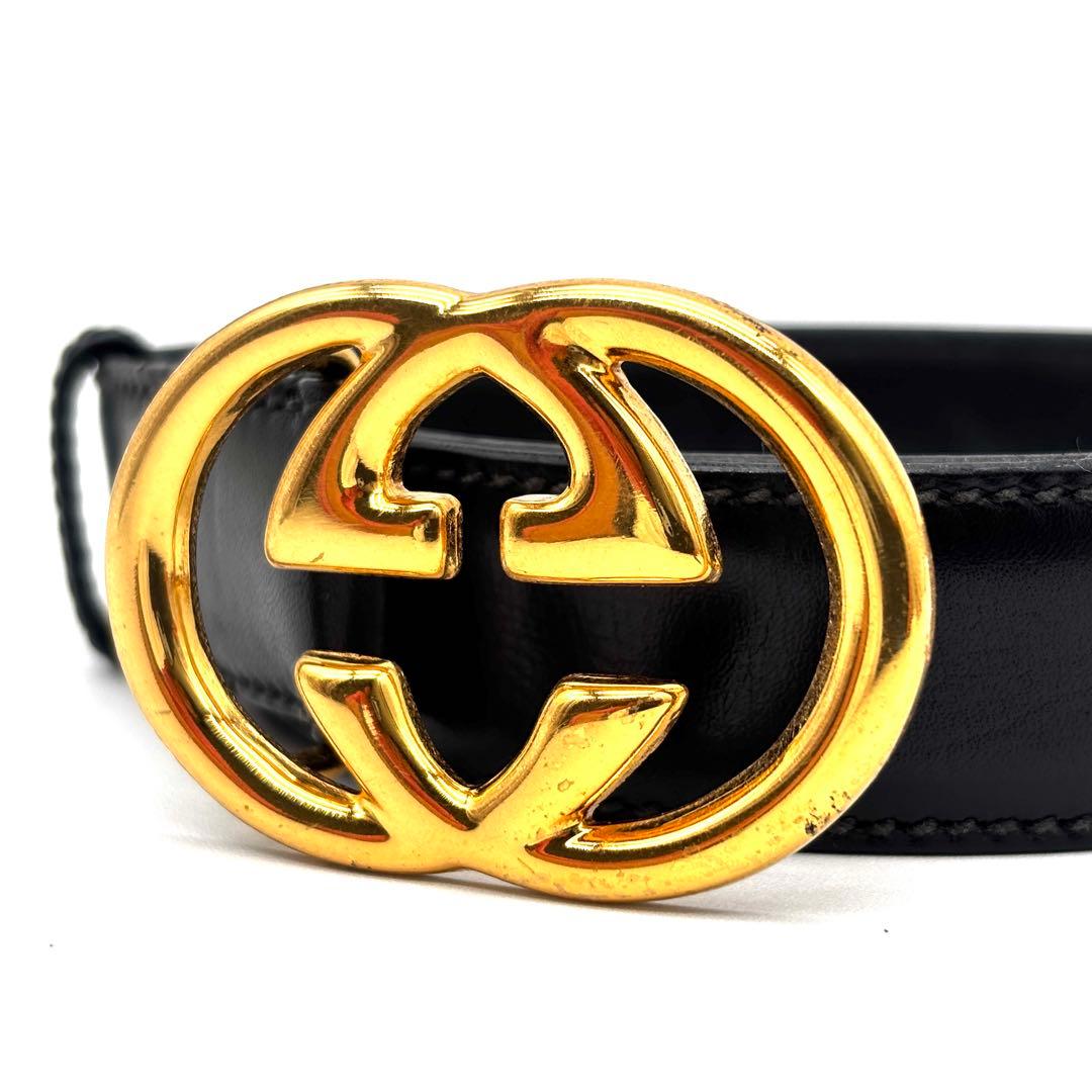【正規品・美品】グッチ ベルト GG インターロッキング ゴールド レディース