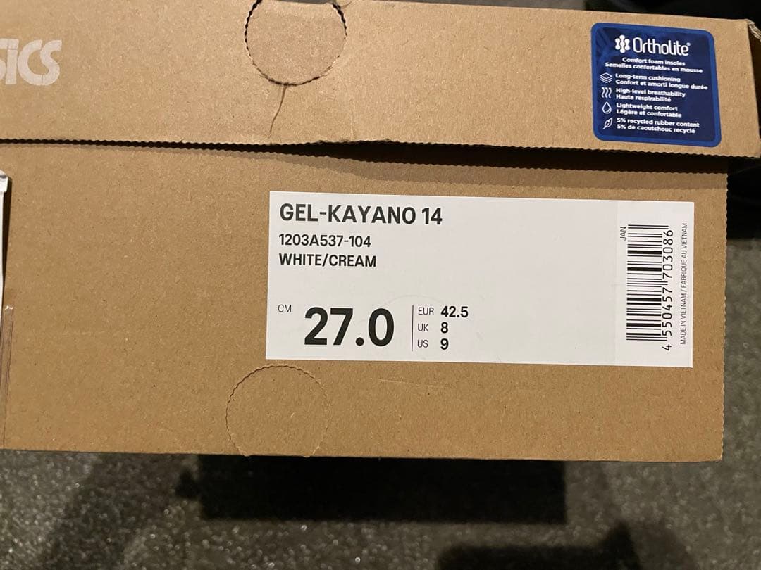 靴 asics GEL-KAYANO 14 WHITE/CREAM 27cm