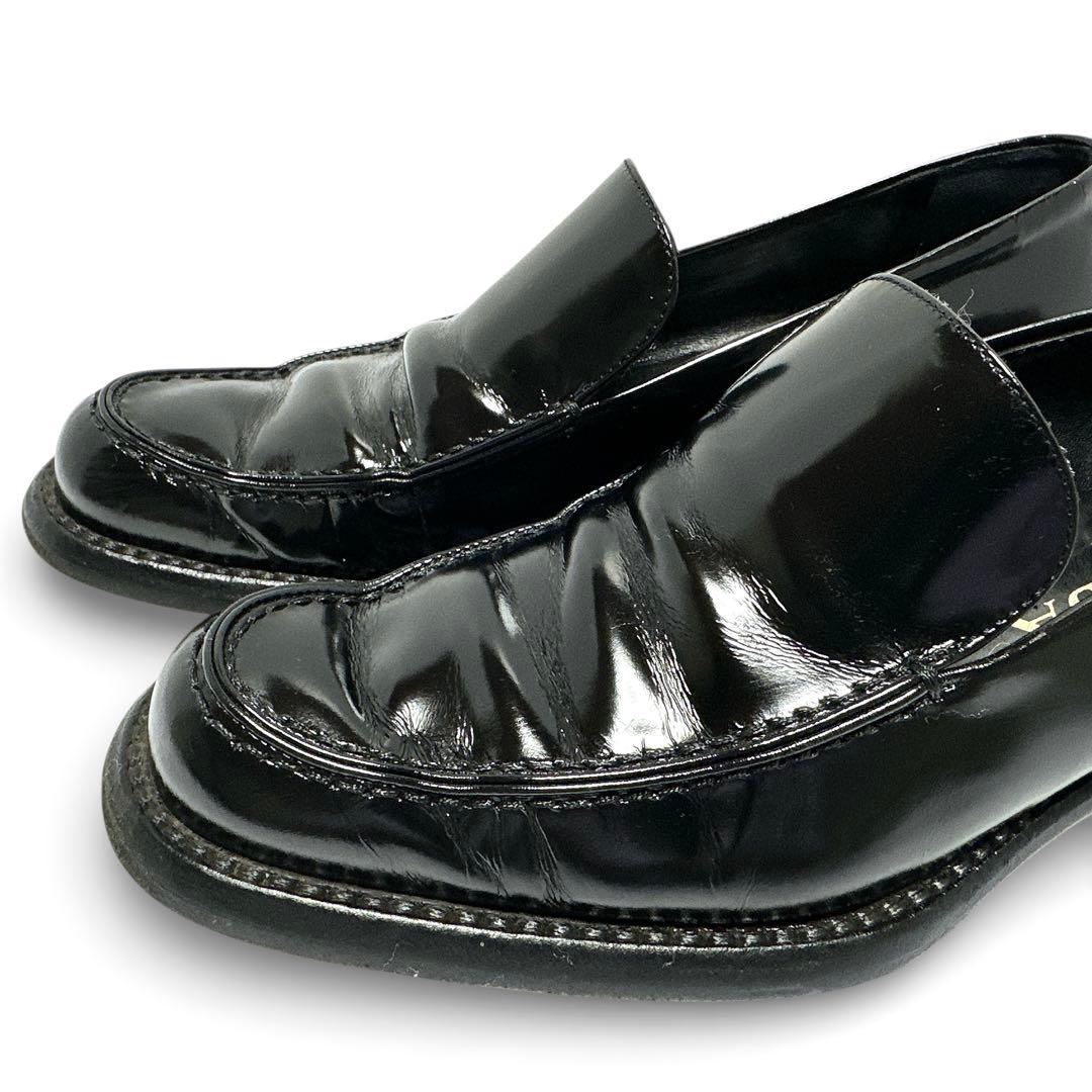 美品✨PRADA プラダ 36/約23.5㎝ ローファー レザー ヒール 黒