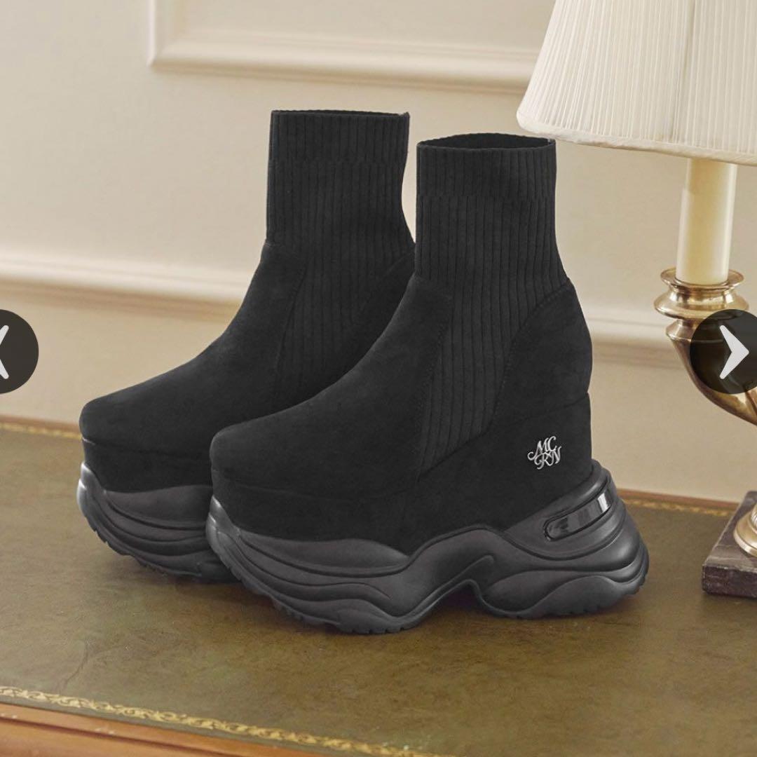 michellMacaron ミシェルマカロン ソックスライク厚底ブーツ XS