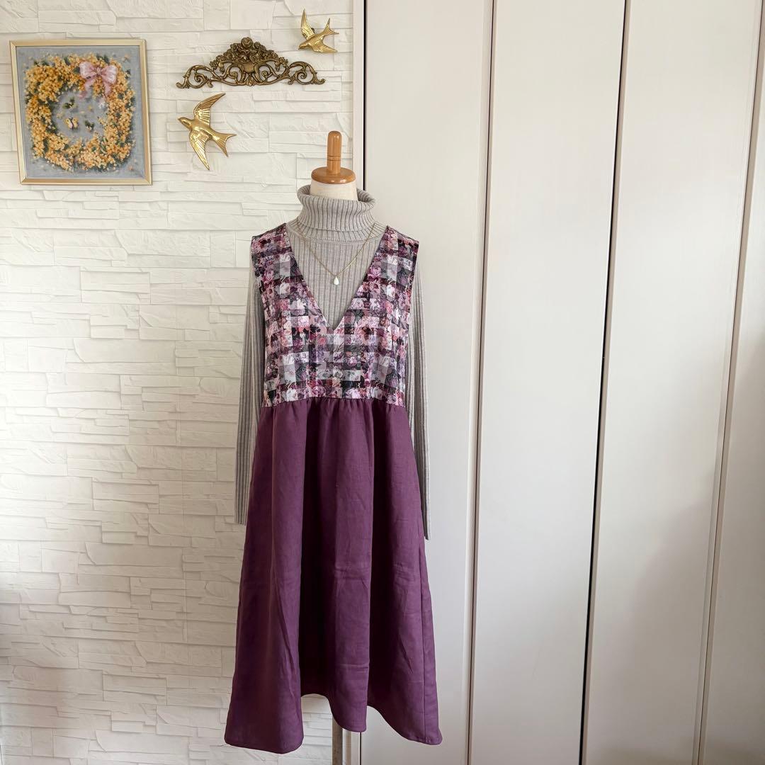 SALE リバティ　アーカイブギンガム　ジャンパースカート　ワンピース