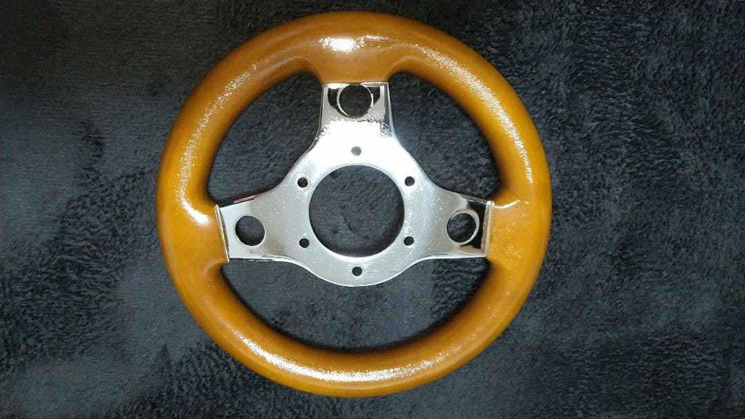 ウッド風 23パイ ハンドル 小径ステアリング 木目調街道レーサー