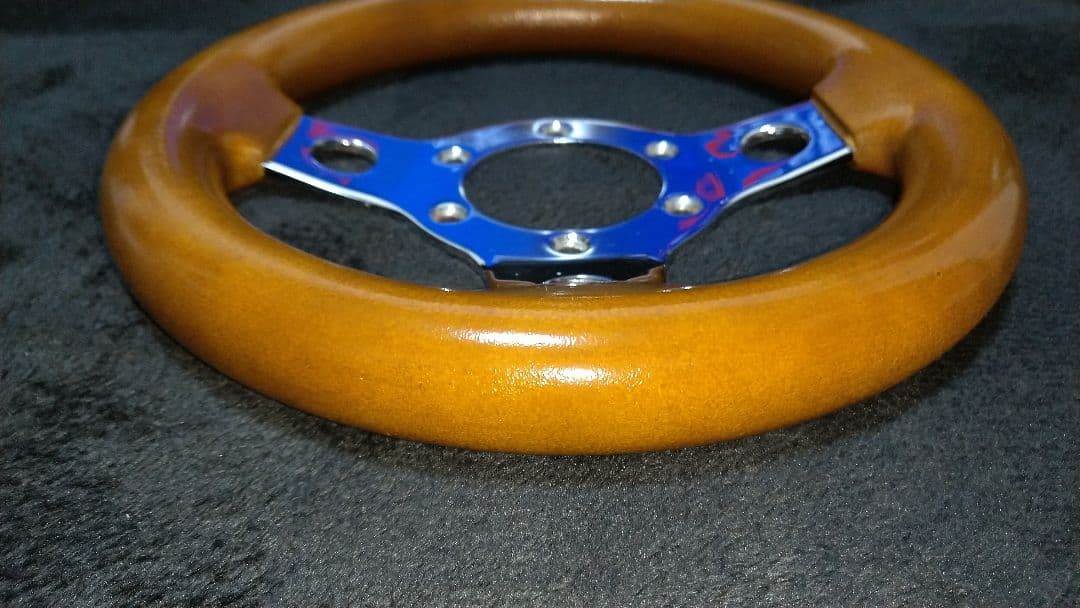 ウッド風 23パイ ハンドル 小径ステアリング 木目調街道レーサー