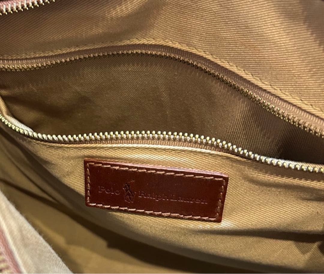 美品 ポロラルフローレン ミニボストン バッグ ブラウン チェック柄