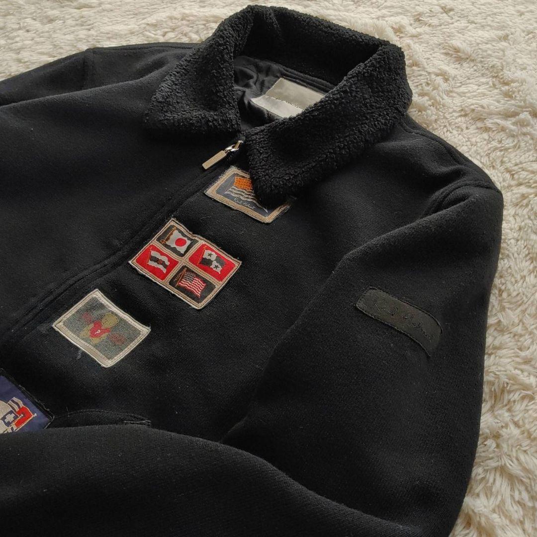 Karl Helmt 国旗 クマ マルチワッペン ボア 短丈 ウールブルゾン