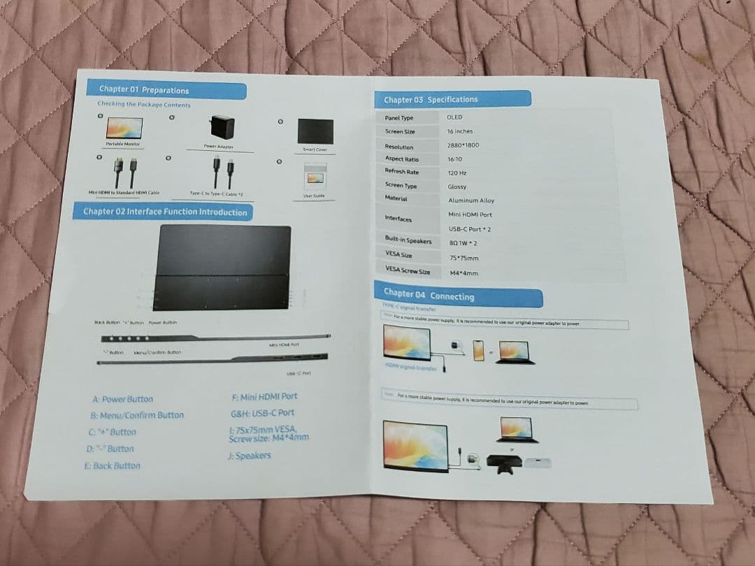 OLED モバイルモニター 16インチ 3K 2880x1800 120Hz