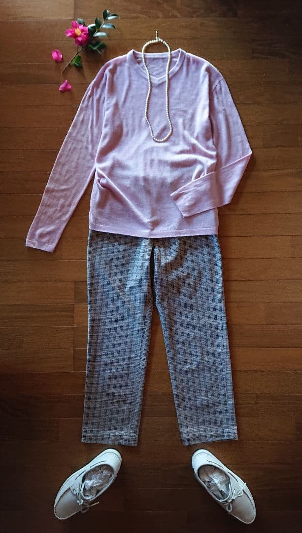 45R ☆ホール超ガーゼの908クリューネック/ピンクトップ♪