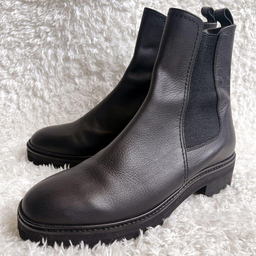 極美品 ダイアナ サイドゴアブーツ 厚底 トラックソール ブラック レザー 24