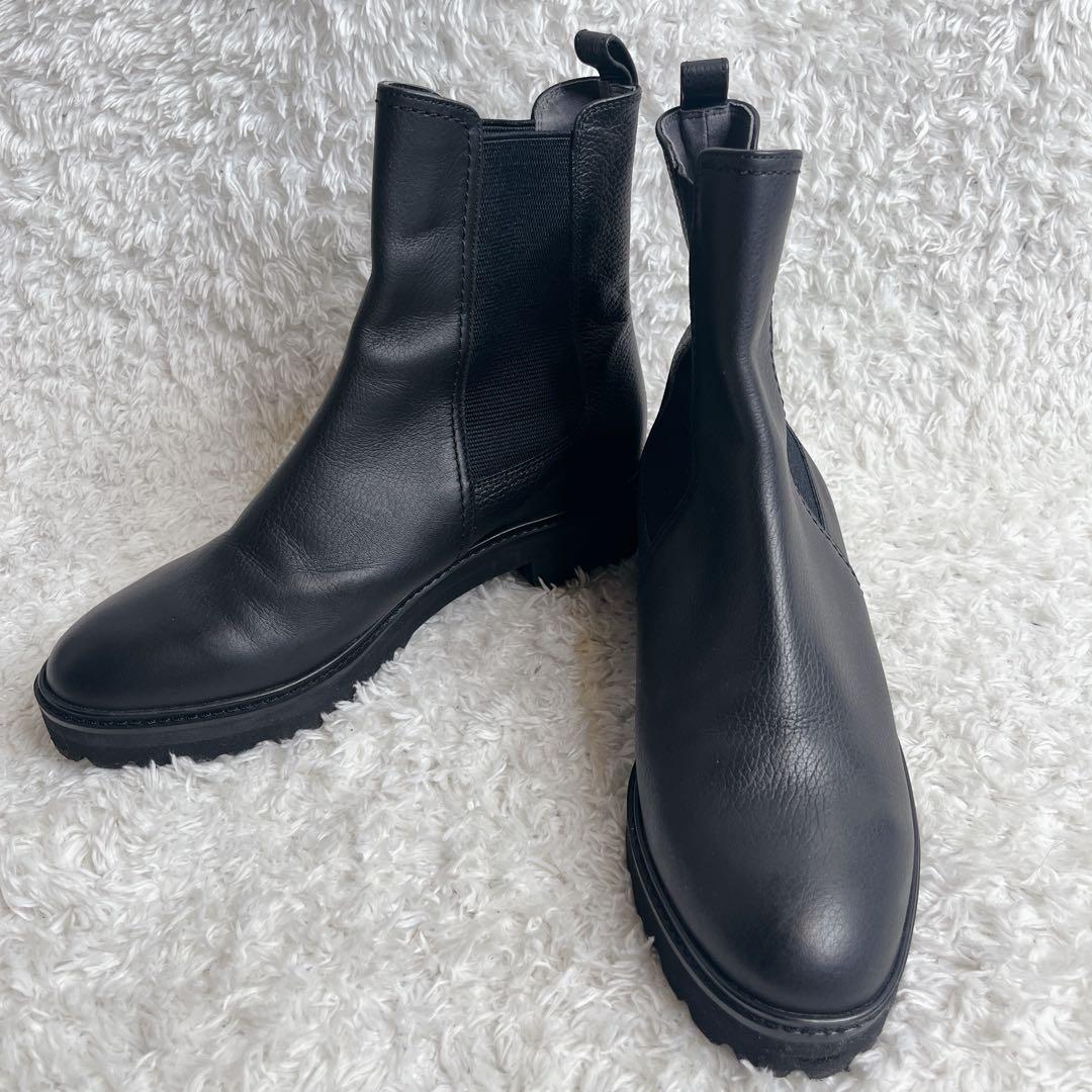 極美品 ダイアナ サイドゴアブーツ 厚底 トラックソール ブラック レザー 24