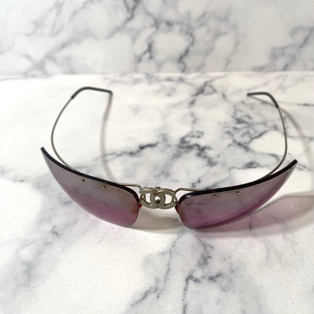 CHANEL シャネル　サングラス　リムレス　ココマーク　パープル　4032