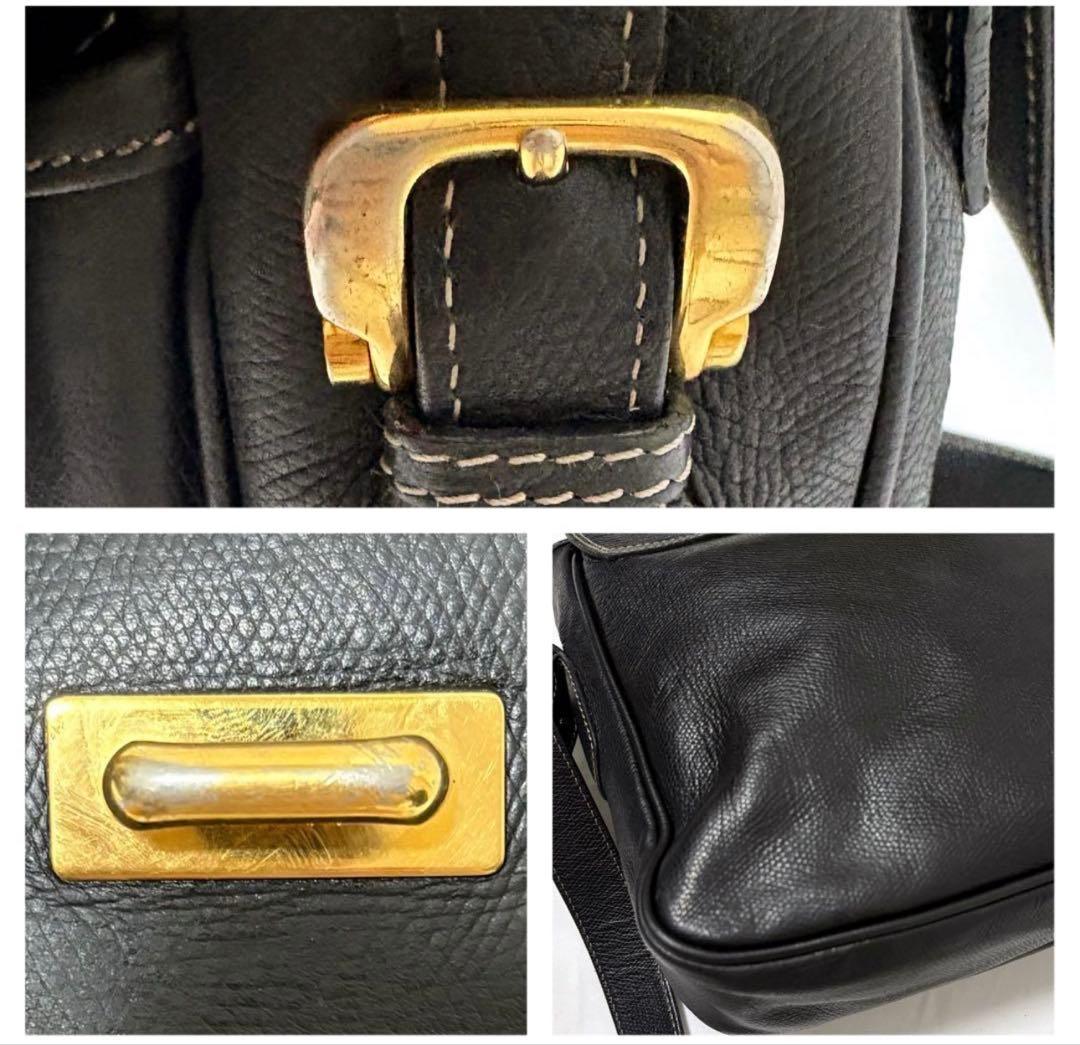 希少 ロエベ メッセンジャーバック ショルダー アナグラム レザー A4 黒色