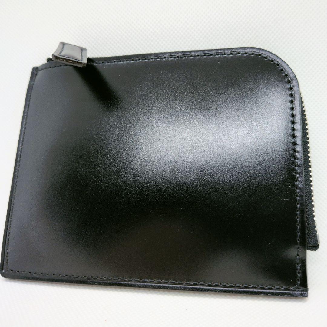 【極美品 現行モデル】土屋鞄　コードバン　Lファスナー　ミニ財布　馬革　ブラック