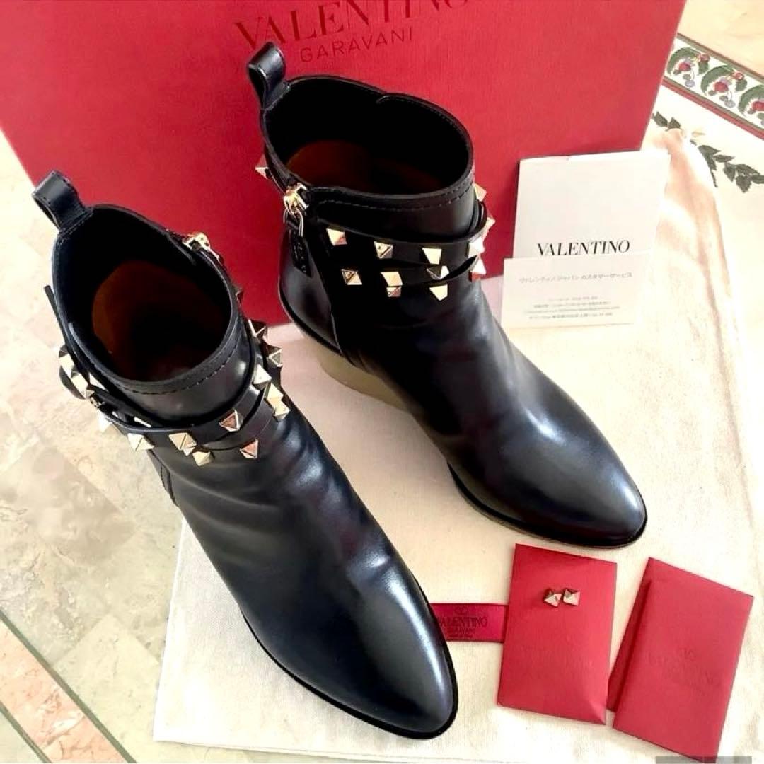 極美品! ヴァレンティノガラヴァーニ ロックスタッズ ショートブーツ 23㎝
