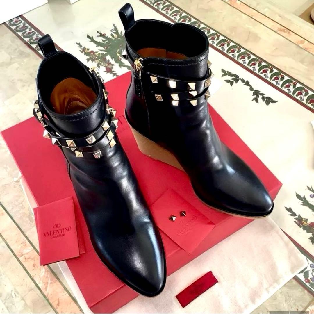 極美品! ヴァレンティノガラヴァーニ ロックスタッズ ショートブーツ 23㎝