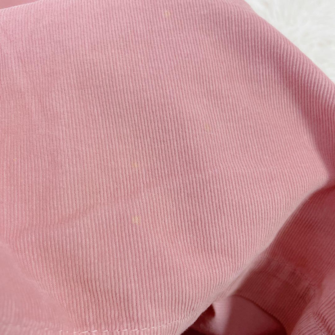 GUCCI グッチ　コーデュロイ　胸元フリル　膝丈長袖ワンピース　ピンク　36