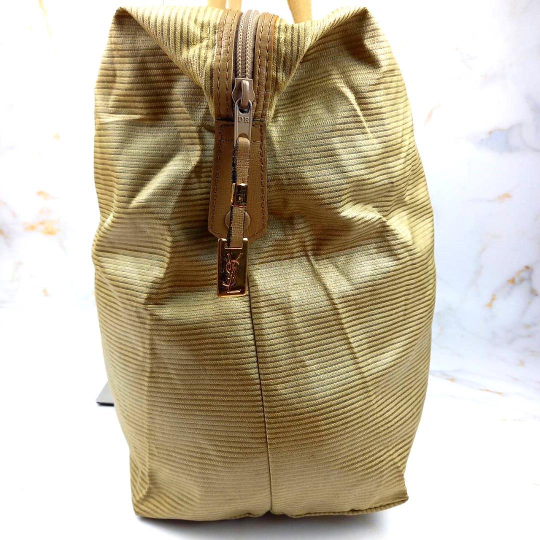 イヴサンローラン　ボストンバッグ　大容量　YSL　ベージュ　肩掛け　ヴィンテージ